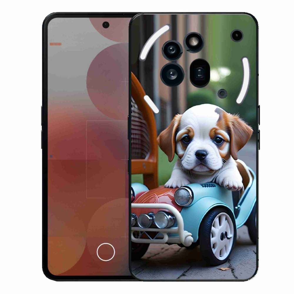 Gelový kryt mmCase na Nothing Phone (3a) Pro - štěně v retro autě