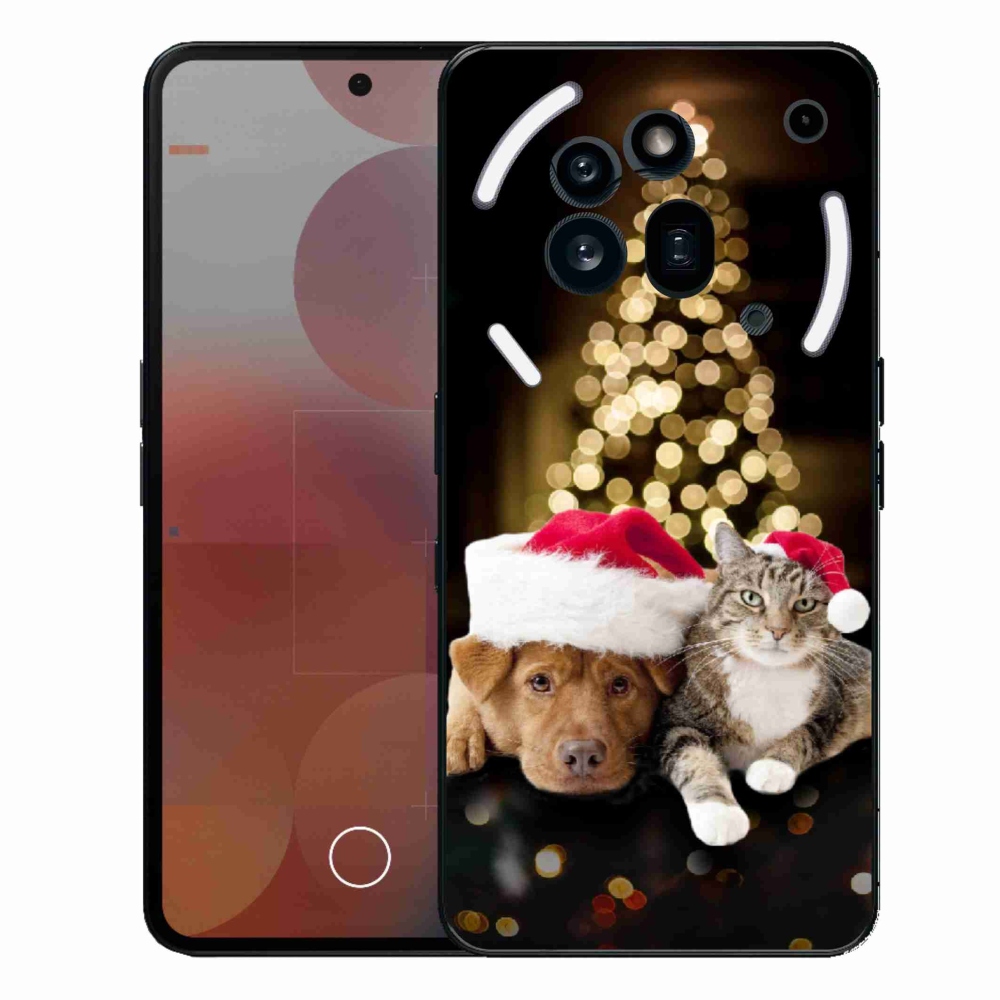 Gelový kryt mmCase na Nothing Phone (3a) Pro - vánoční pes a kočka