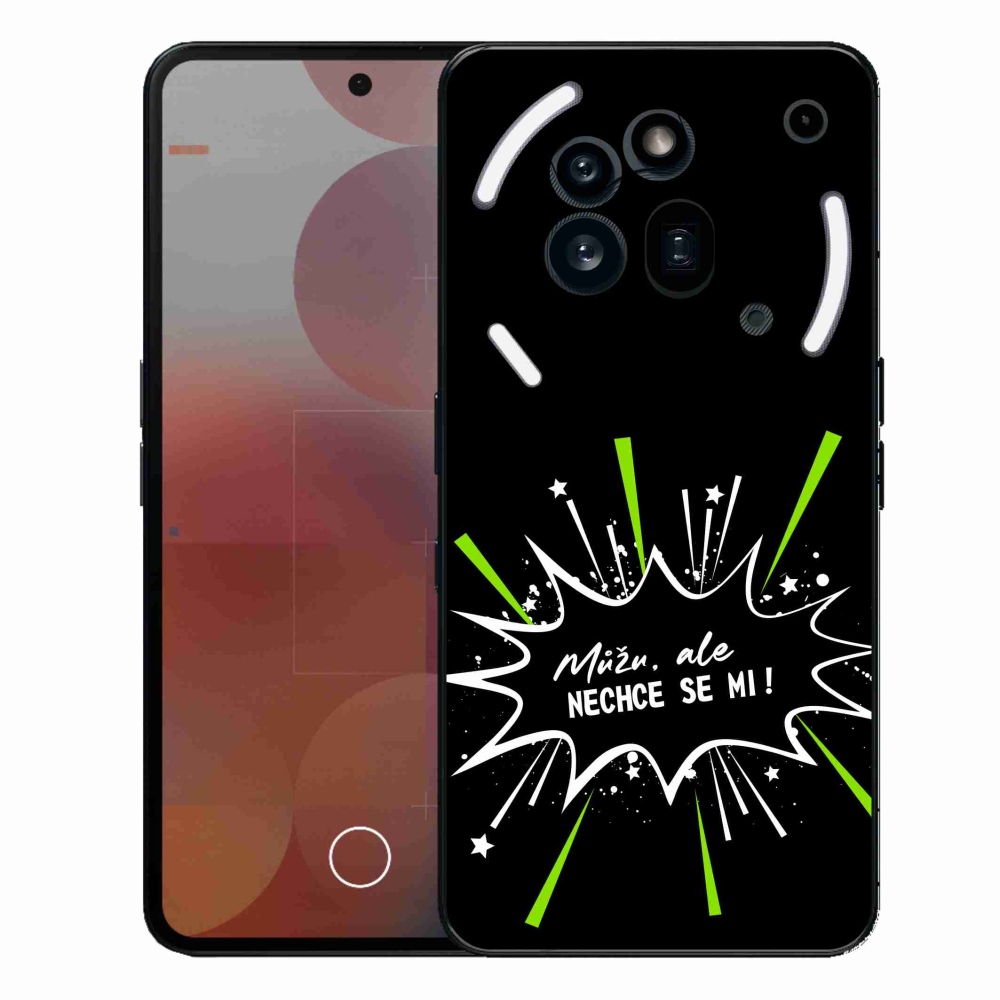 Gelový kryt mmCase na Nothing Phone (3a) Pro - vtipný text 11 černé pozadí