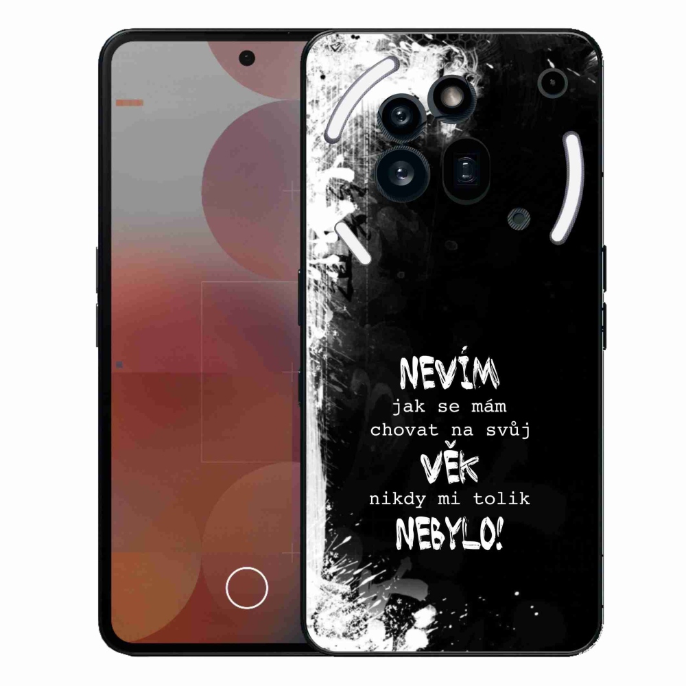 Gelový kryt mmCase na Nothing Phone (3a) Pro - vtipný text 14 černé pozadí
