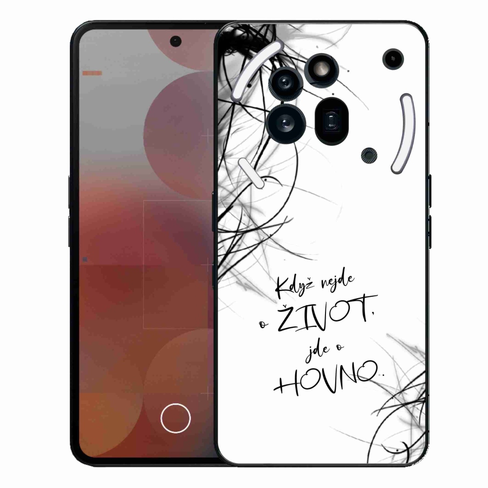 Gelový kryt mmCase na Nothing Phone (3a) Pro - vtipný text 16 bílé pozadí