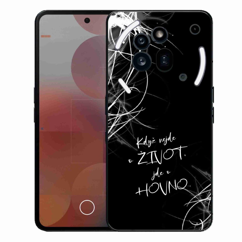 Gelový kryt mmCase na Nothing Phone (3a) Pro - vtipný text 16 černé pozadí
