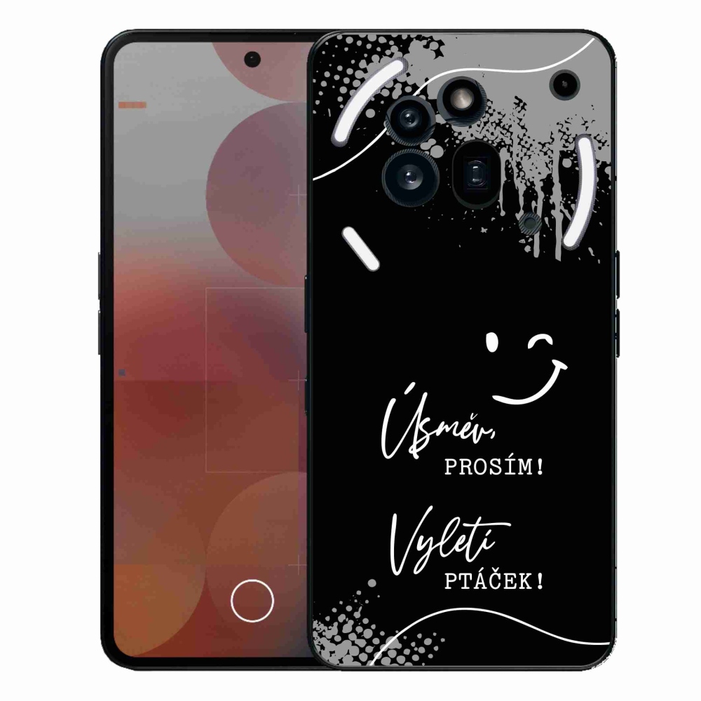 Gelový kryt mmCase na Nothing Phone (3a) Pro - vtipný text 4 černé pozadí