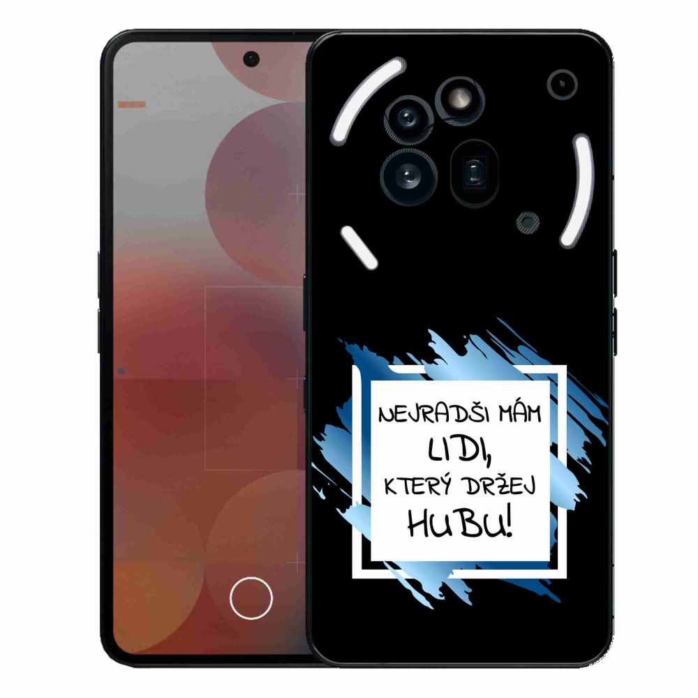 Gelový kryt mmCase na Nothing Phone (3a) Pro - vtipný text 7 bíločerné pozadí