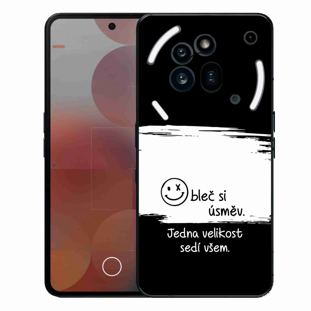 Gelový kryt mmCase na Nothing Phone (3a) Pro - vtipný text 8 bíločerné pozadí
