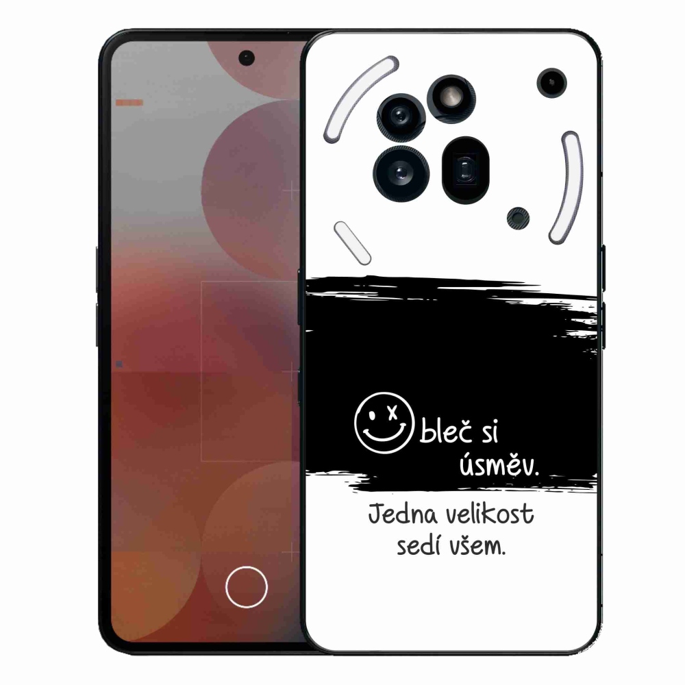 Gelový kryt mmCase na Nothing Phone (3a) Pro - vtipný text 8 černobílé pozadí