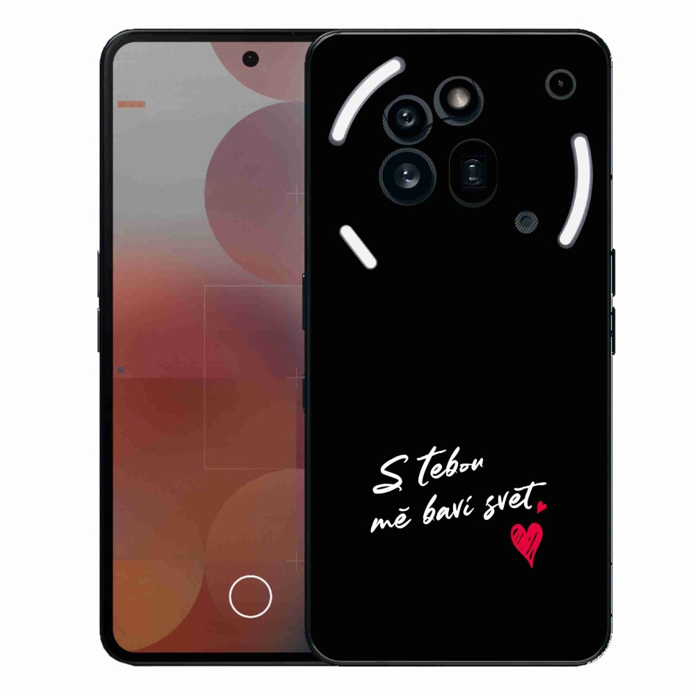 Gelový kryt mmCase na Nothing Phone (3a) Pro - zamilovaný text 1 černé pozadí