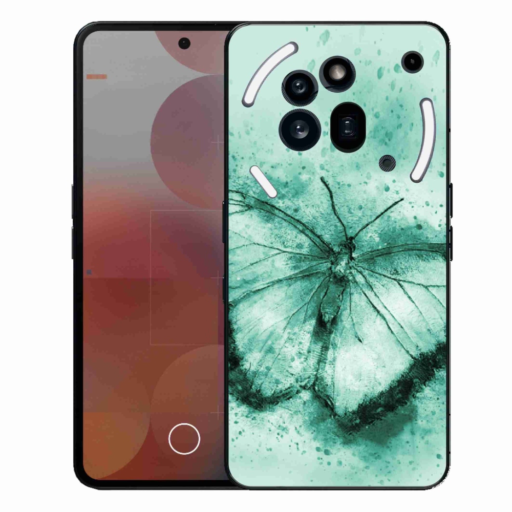 Gelový kryt mmCase na Nothing Phone (3a) Pro - zelený motýl