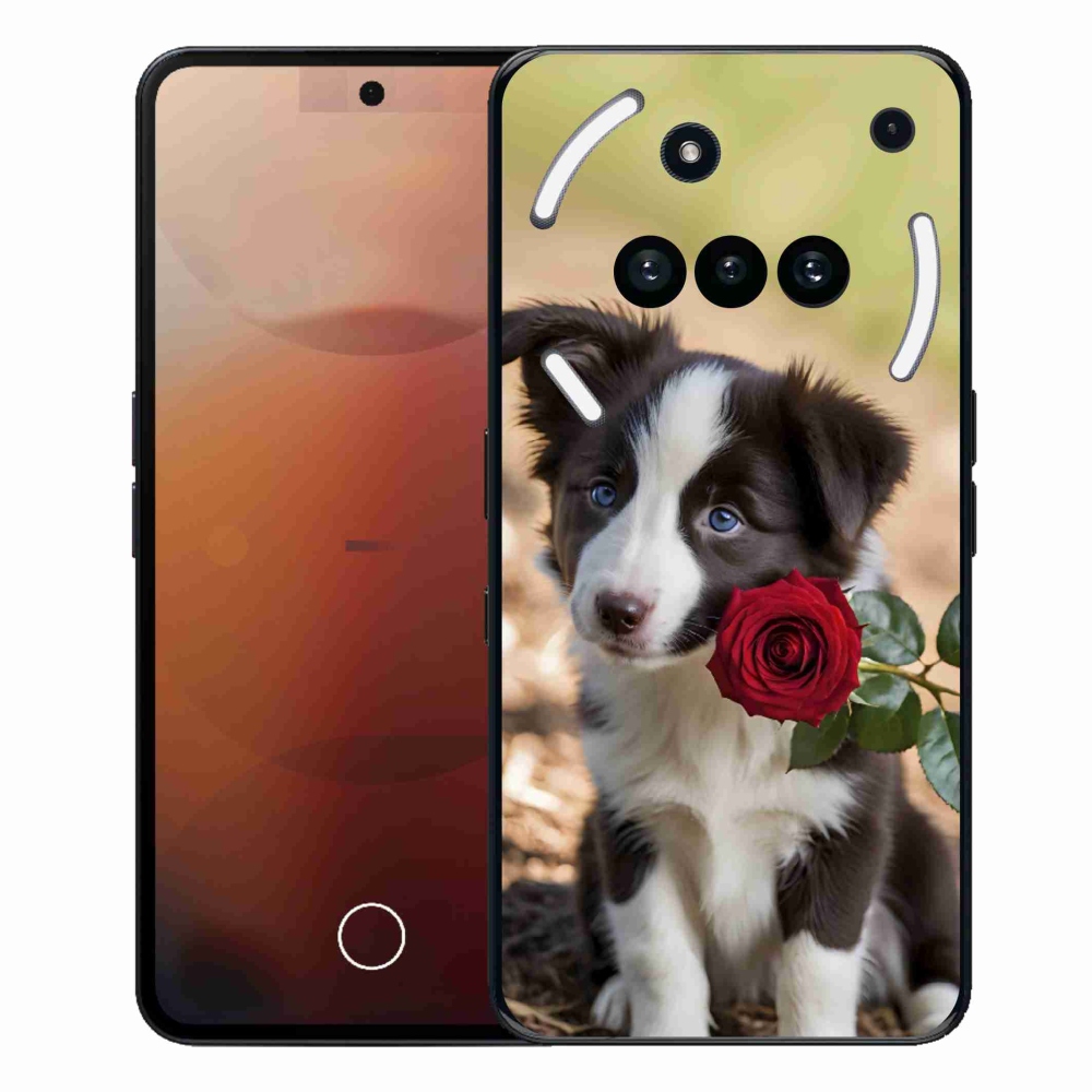 Gelový kryt mmCase na Nothing Phone (3a) - roztomilá border kolie s růží