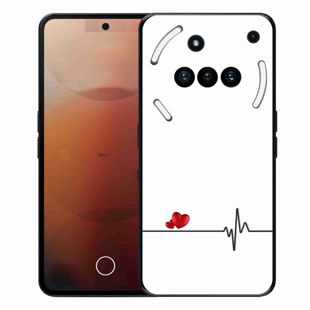 Gelový kryt mmCase na Nothing Phone (3a) - srdce a tep bílé pozadí
