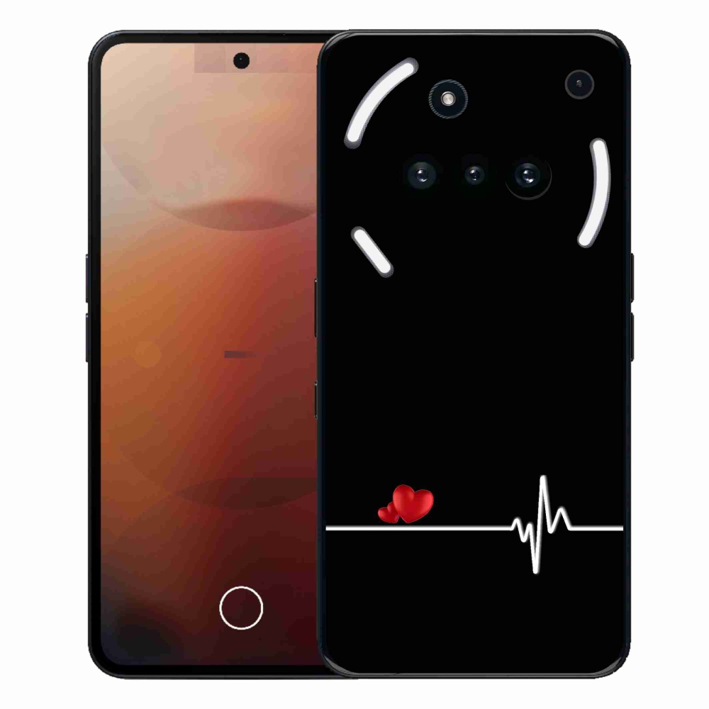 Gelový kryt mmCase na Nothing Phone (3a) - srdce a tep černé pozadí