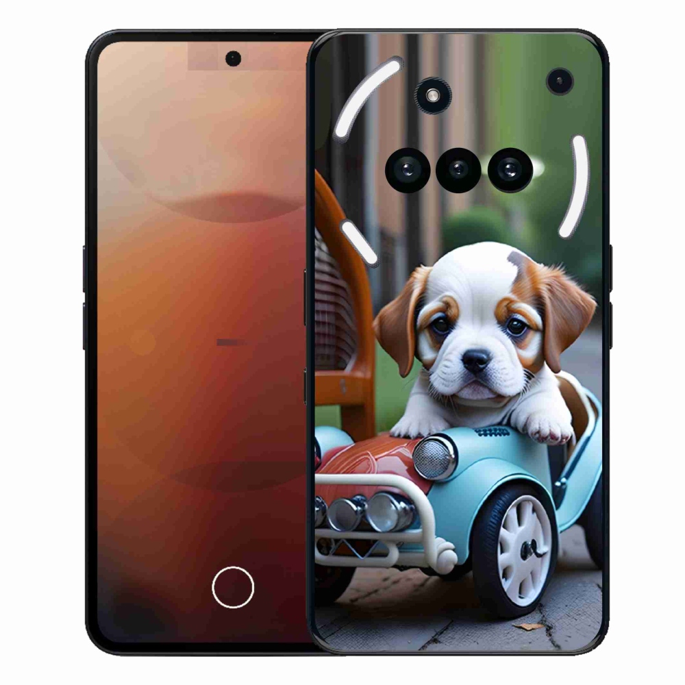 Gelový kryt mmCase na Nothing Phone (3a) - štěně v retro autě
