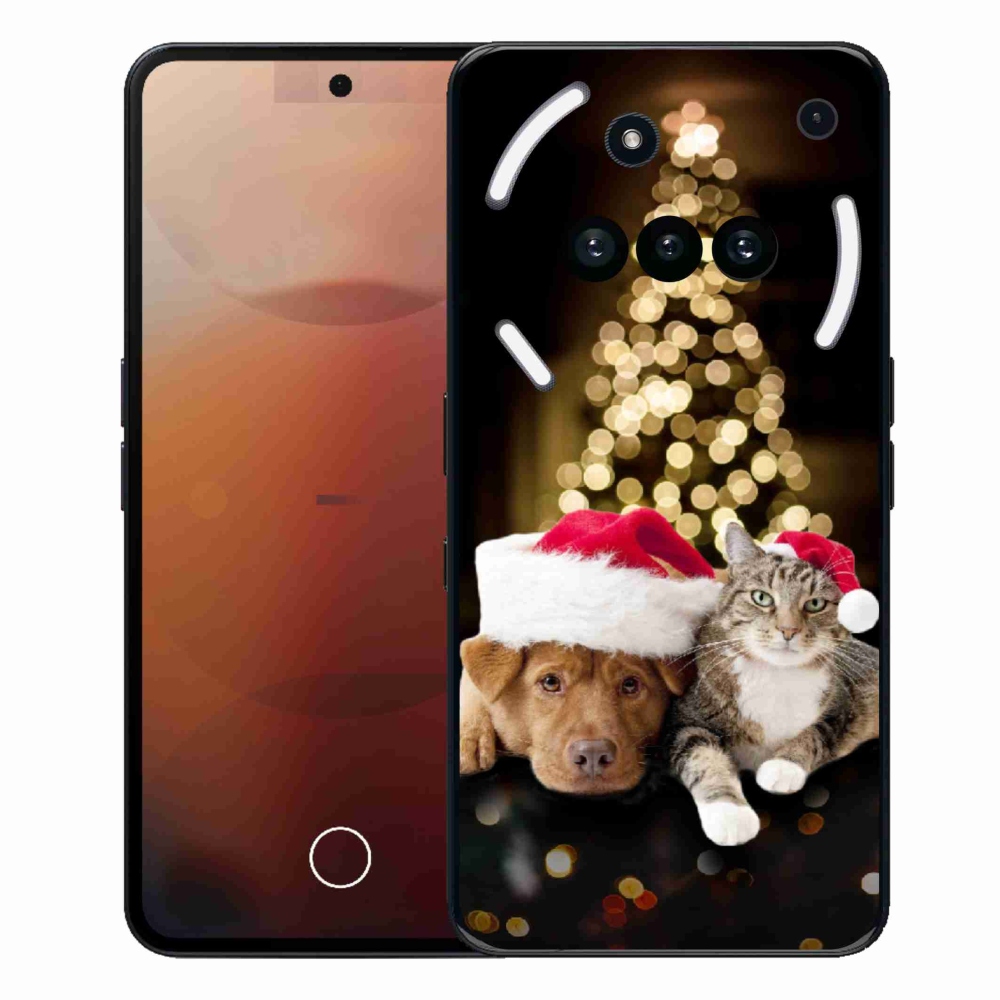 Gelový kryt mmCase na Nothing Phone (3a) - vánoční pes a kočka