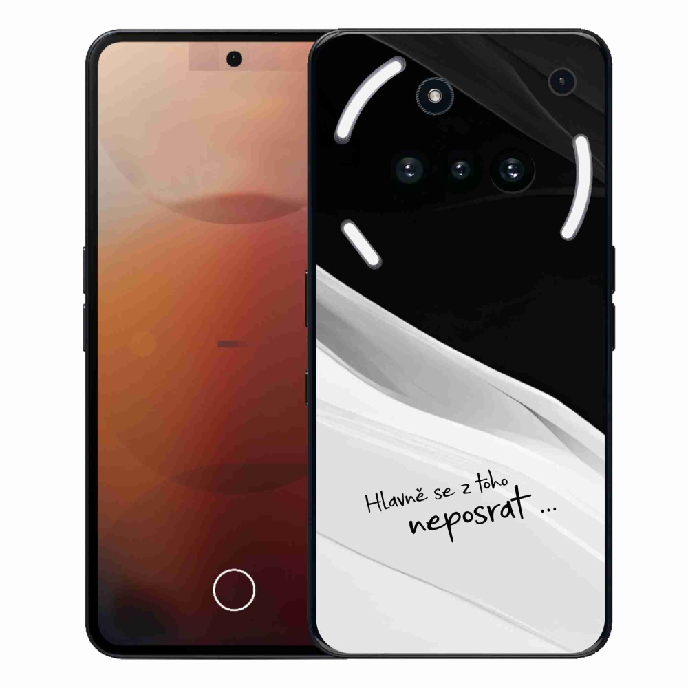 Gelový kryt mmCase na Nothing Phone (3a) - vtipný text 13 bíločerné pozadí