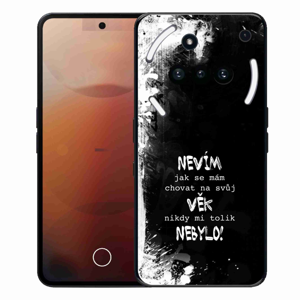 Gelový kryt mmCase na Nothing Phone (3a) - vtipný text 14 černé pozadí