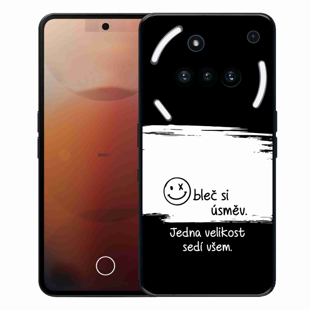 Gelový kryt mmCase na Nothing Phone (3a) - vtipný text 8 bíločerné pozadí