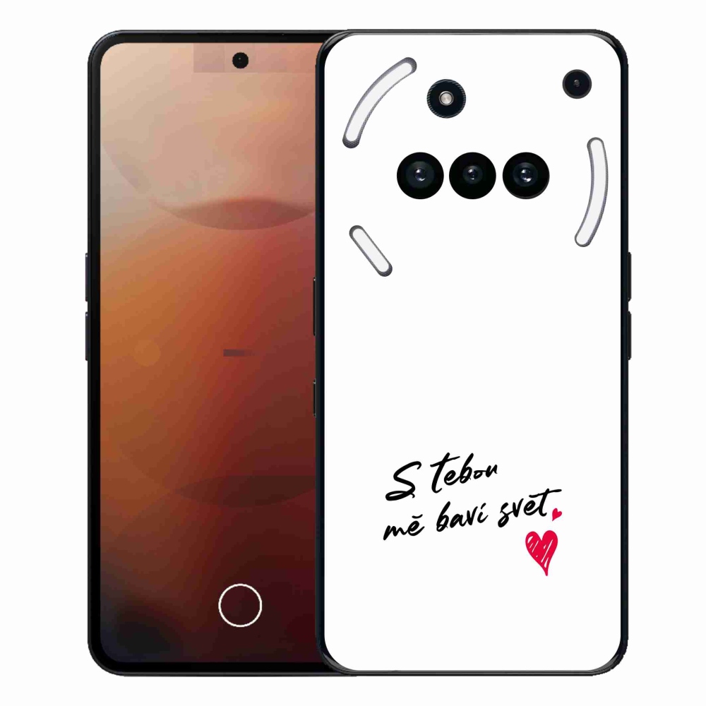 Gelový kryt mmCase na Nothing Phone (3a) - zamilovaný text 1 bílé pozadí