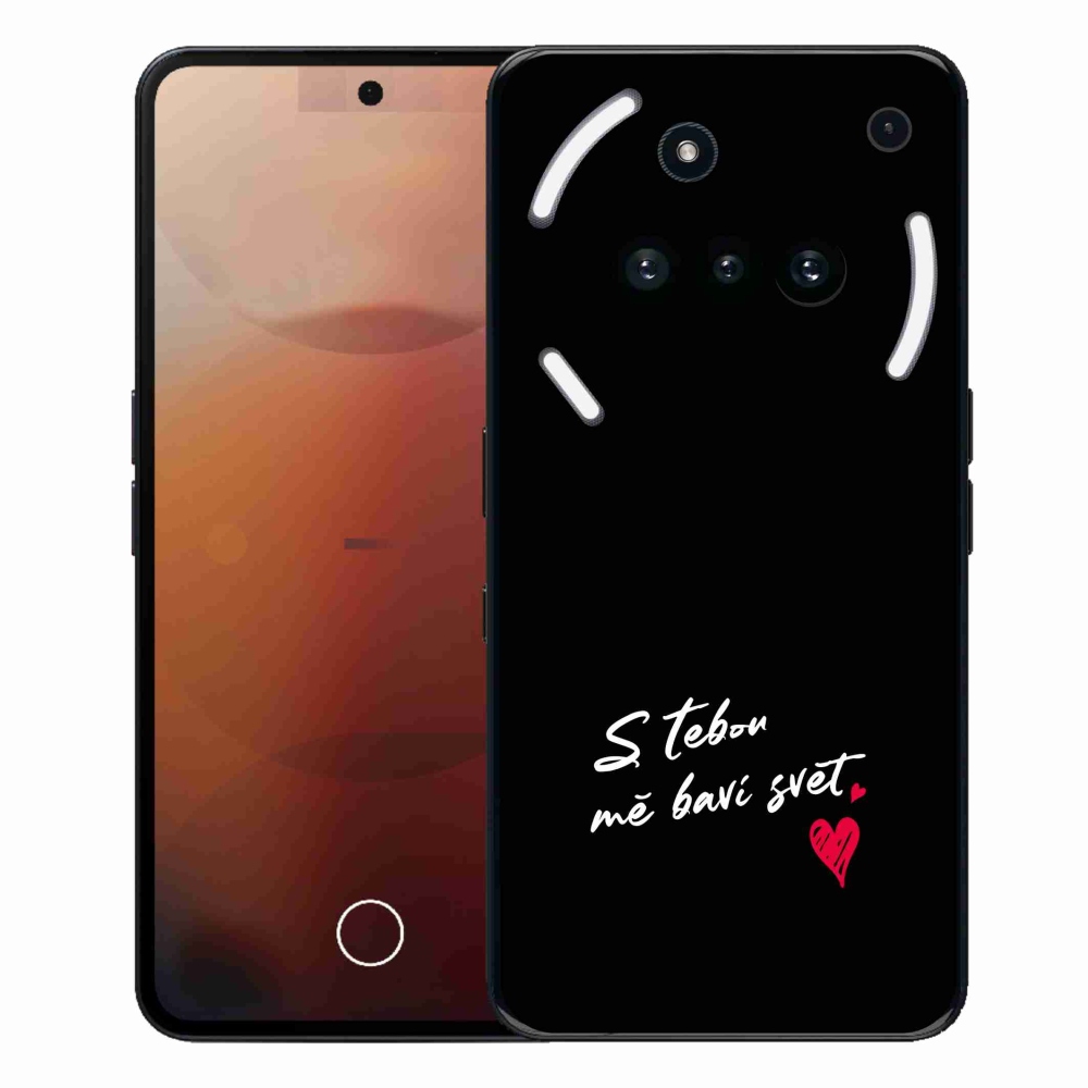 Gelový kryt mmCase na Nothing Phone (3a) - zamilovaný text 1 černé pozadí