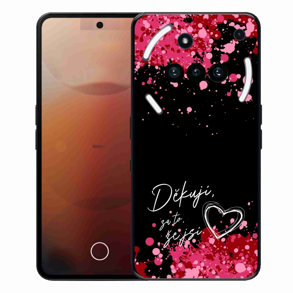 Gelový kryt mmCase na Nothing Phone (3a) - zamilovaný text 2 černé pozadí