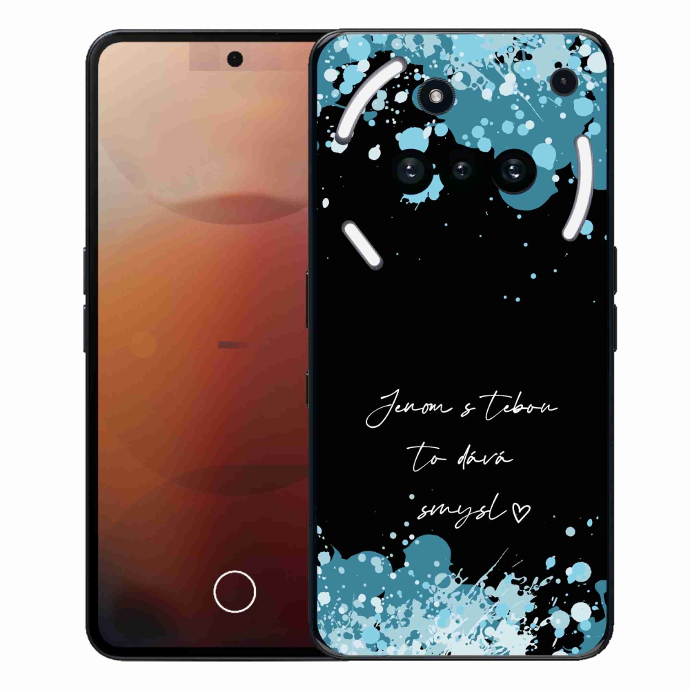 Gelový kryt mmCase na Nothing Phone (3a) - zamilovaný text černé pozadí