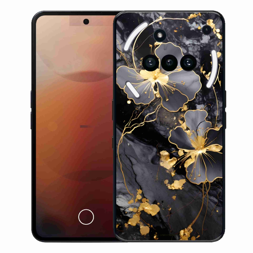 Gelový kryt mmCase na Nothing Phone (3a) - zlaté květy