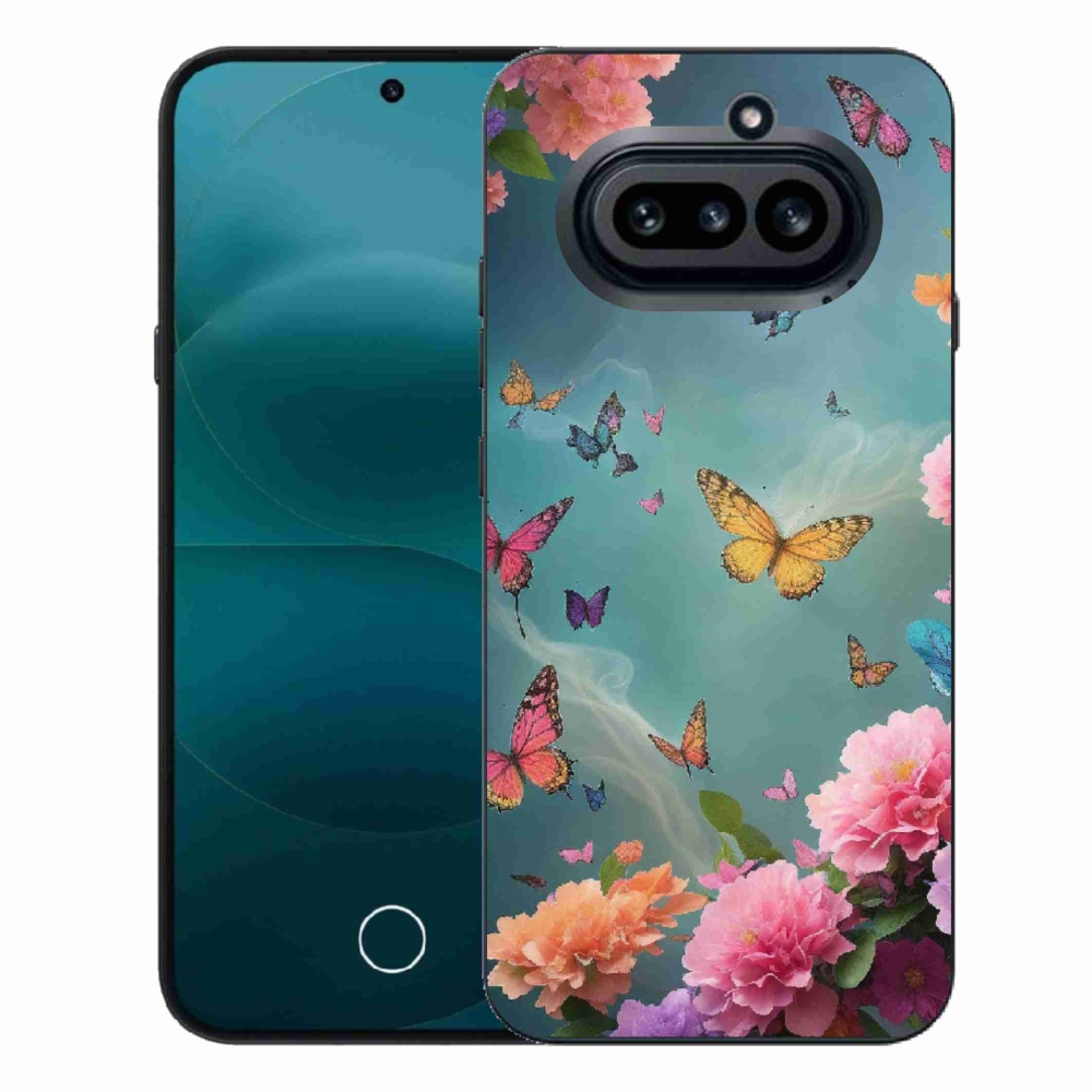 Gelový kryt mmCase na Nothing Phone (4a) - barevné květy a motýli