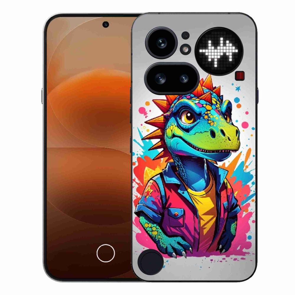 Gelový kryt mmCase na Nothing Phone (4a) - barevný dinosaurus
