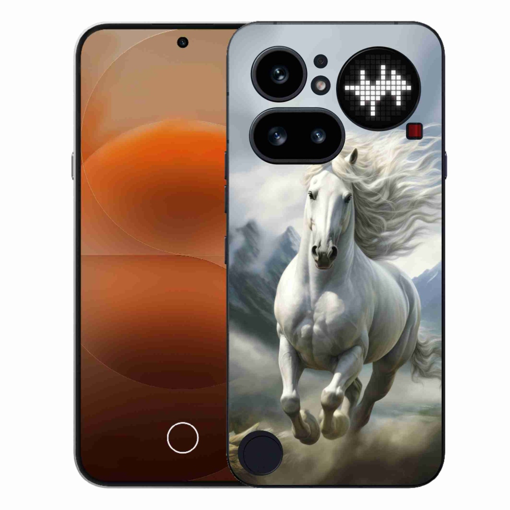 Gelový kryt mmCase na Nothing Phone (4a) - běžící bílý kůň 3