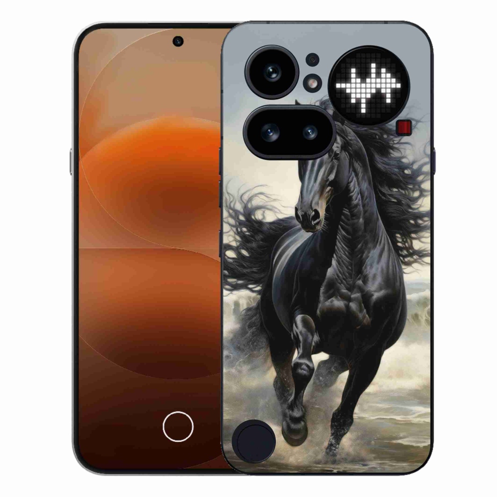 Gelový kryt mmCase na Nothing Phone (4a) - běžící černý kůň