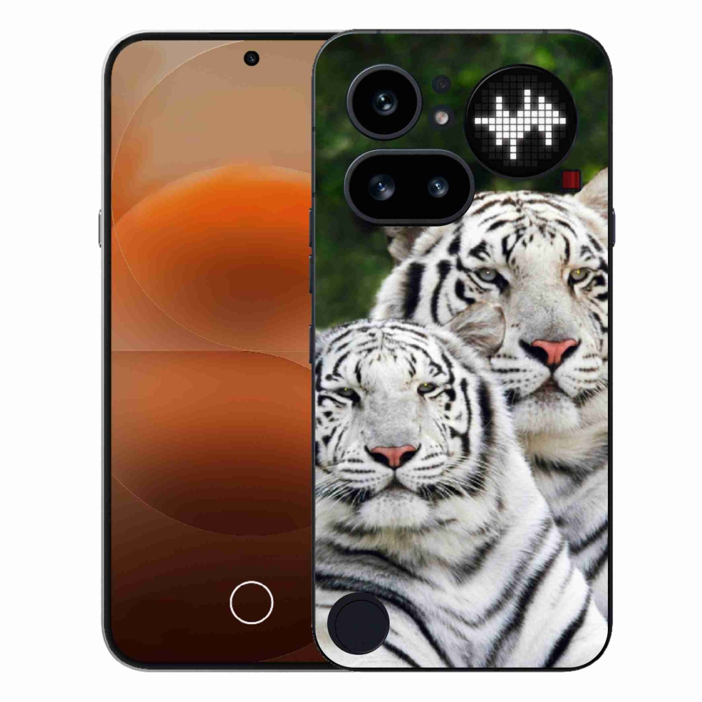 Gelový kryt mmCase na Nothing Phone (4a) - bílí tygři
