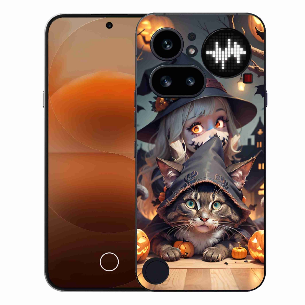 Gelový kryt mmCase na Nothing Phone (4a) - čarodějnice s kočkou