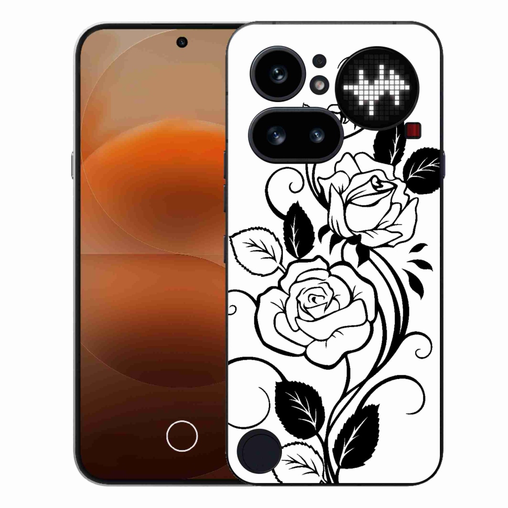 Gelový kryt mmCase na Nothing Phone (4a) - černobílá růže