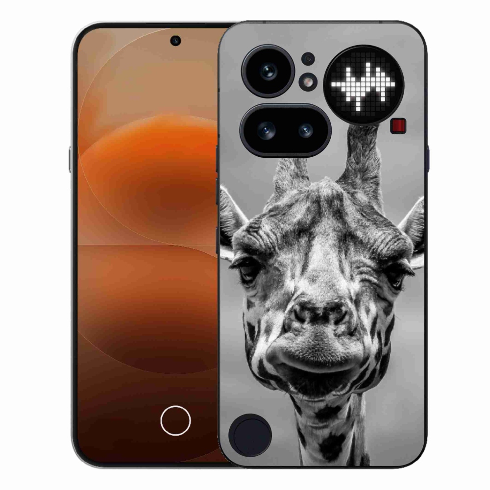 Gelový kryt mmCase na Nothing Phone (4a) - černobílá žirafa