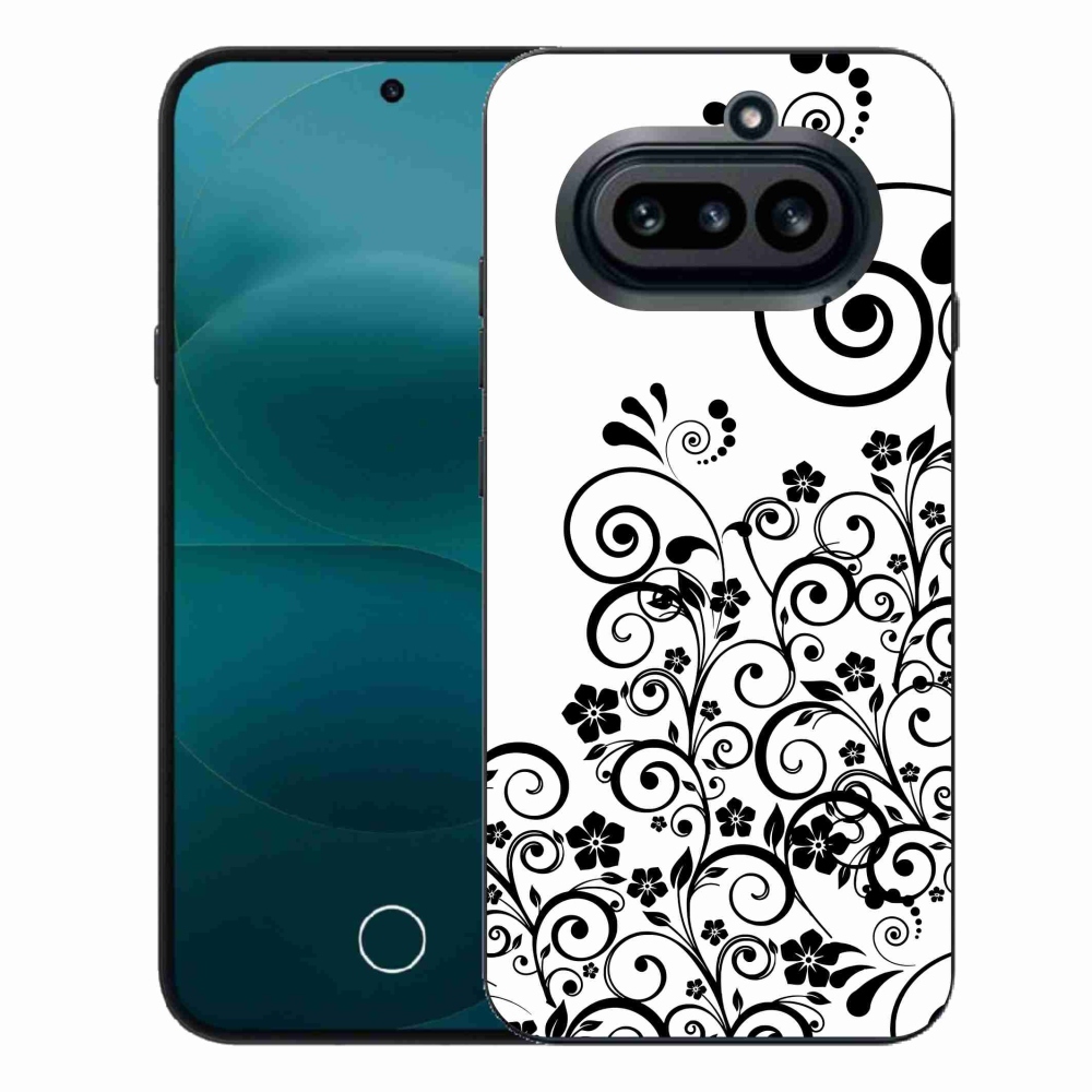 Gelový kryt mmCase na Nothing Phone (4a) - černobílé květinové vzory