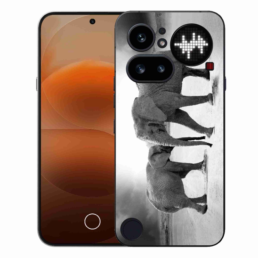 Gelový kryt mmCase na Nothing Phone (4a) - černobílí sloni