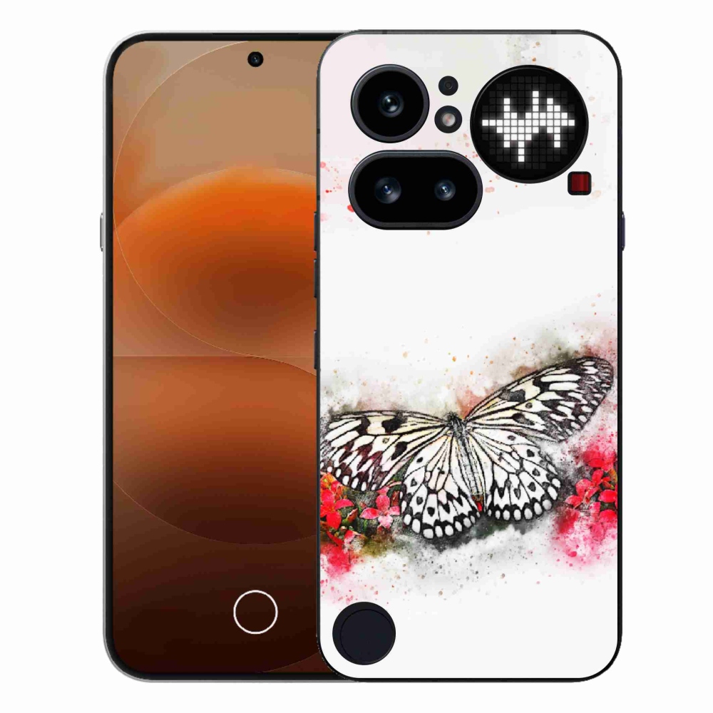 Gelový kryt mmCase na Nothing Phone (4a) - černobílý motýl
