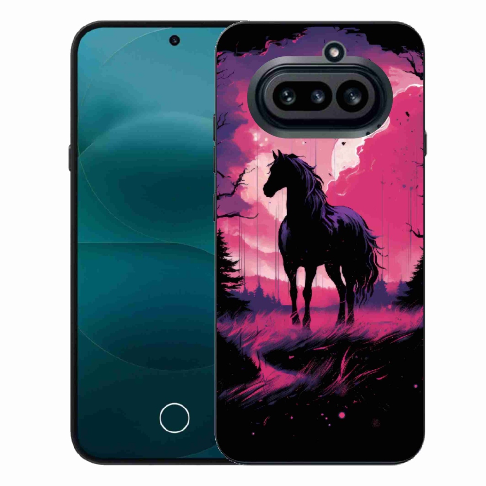 Gelový kryt mmCase na Nothing Phone (4a) - černý kreslený kůň 1