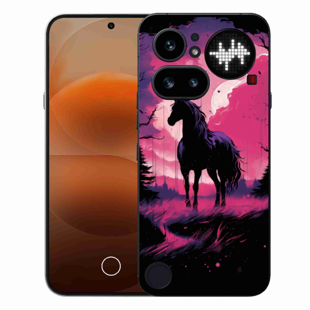 Gelový kryt mmCase na Nothing Phone (4a) - černý kreslený kůň 1