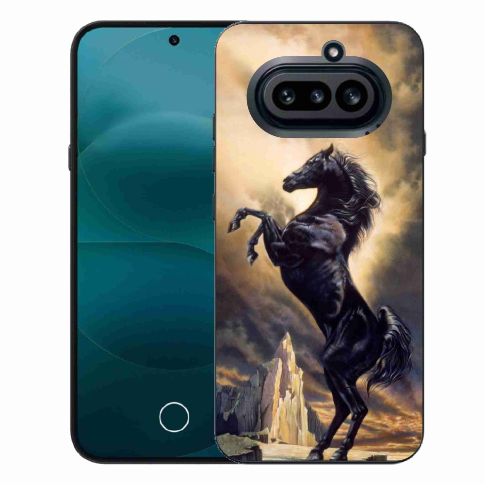 Gelový kryt mmCase na Nothing Phone (4a) - černý kreslený kůň