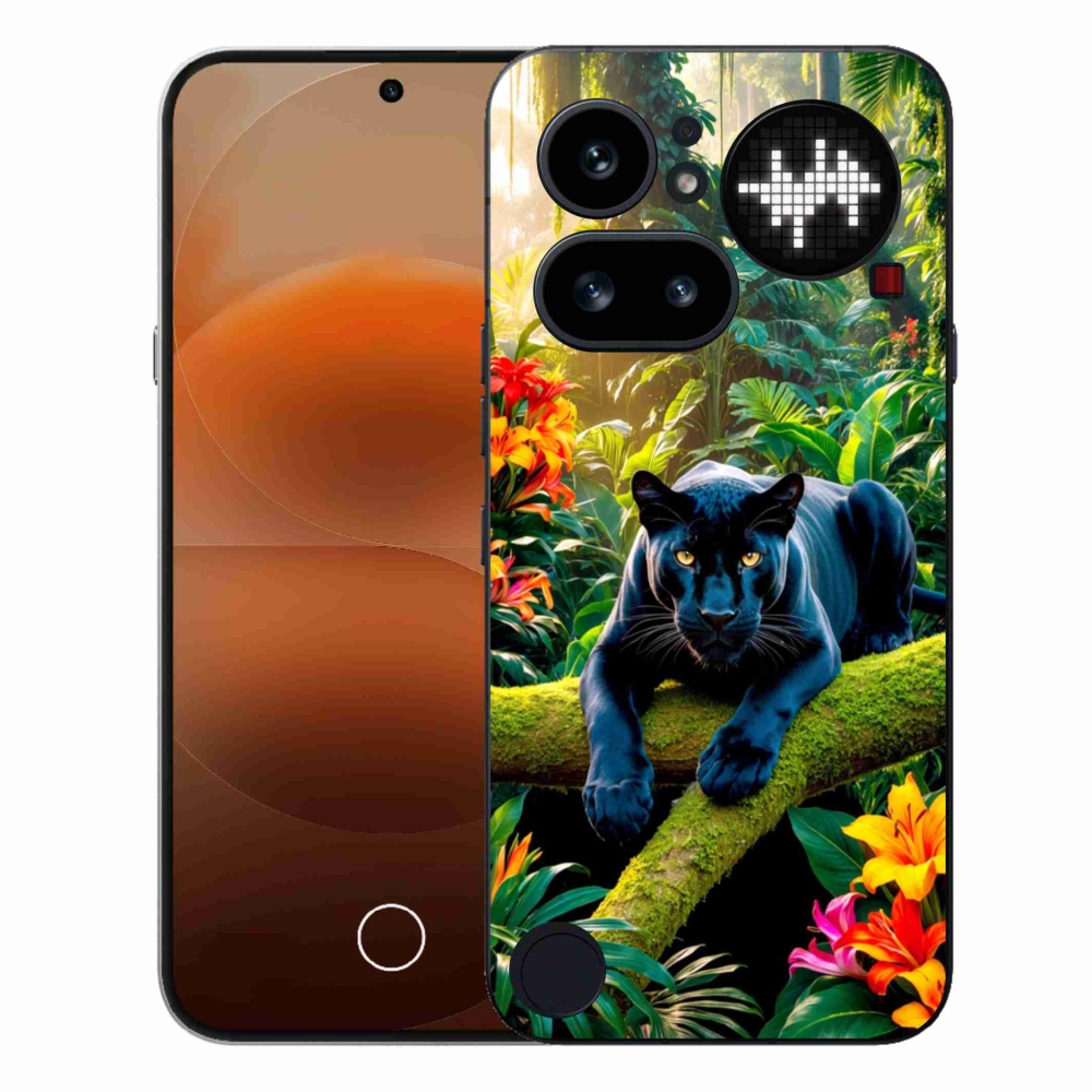 Gelový kryt mmCase na Nothing Phone (4a) - černý panter v džungli