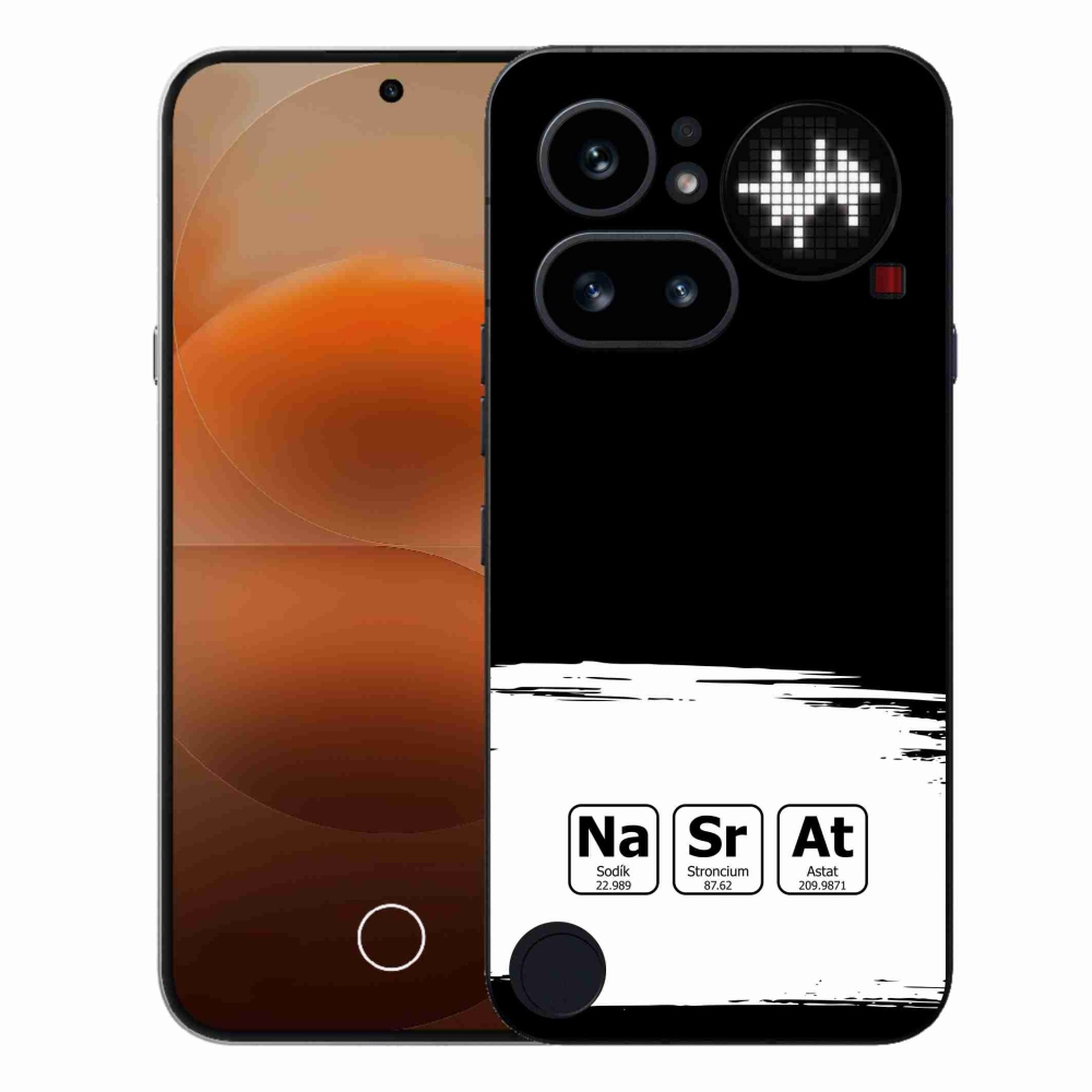 Gelový kryt mmCase na Nothing Phone (4a) - chemické prvky bíločerné pozadí