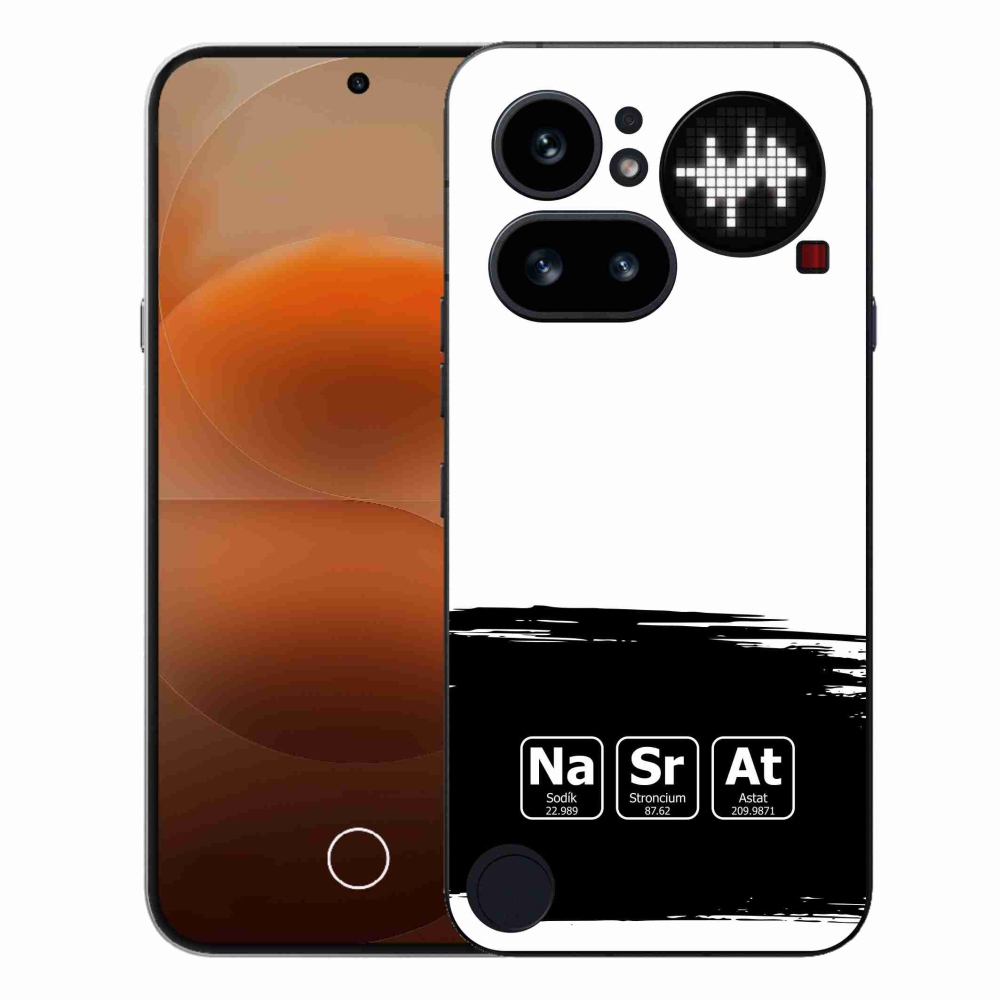 Gelový kryt mmCase na Nothing Phone (4a) - chemické prvky černobílé pozadí