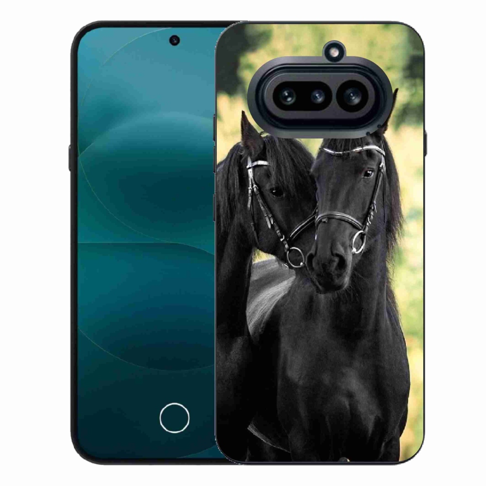 Gelový kryt mmCase na Nothing Phone (4a) - dva černí koně