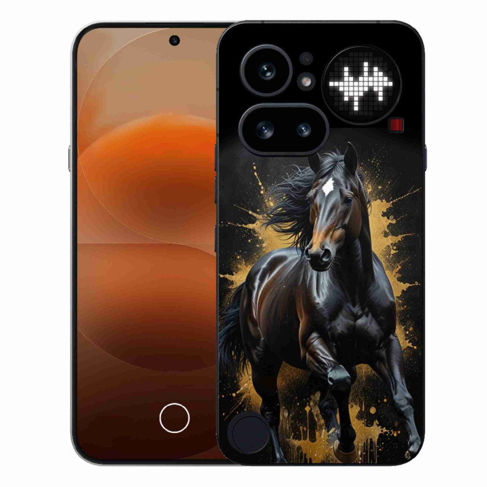 Gelový kryt mmCase na Nothing Phone (4a) - elegantní černý hřebec