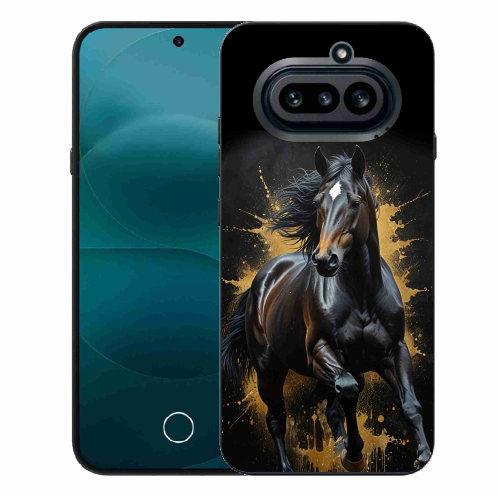 Gelový kryt mmCase na Nothing Phone (4a) - elegantní černý hřebec