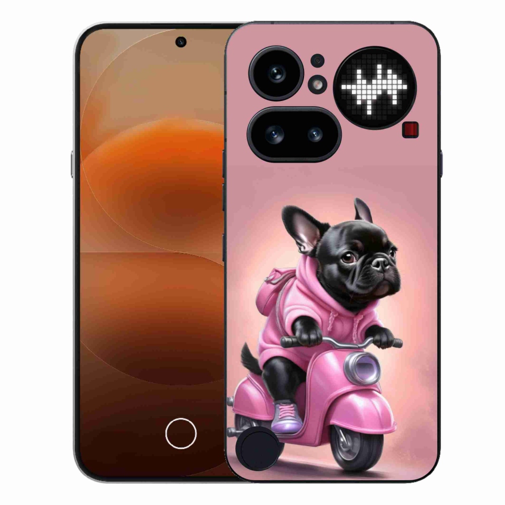 Gelový kryt mmCase na Nothing Phone (4a) - francouzský buldoček na skútru