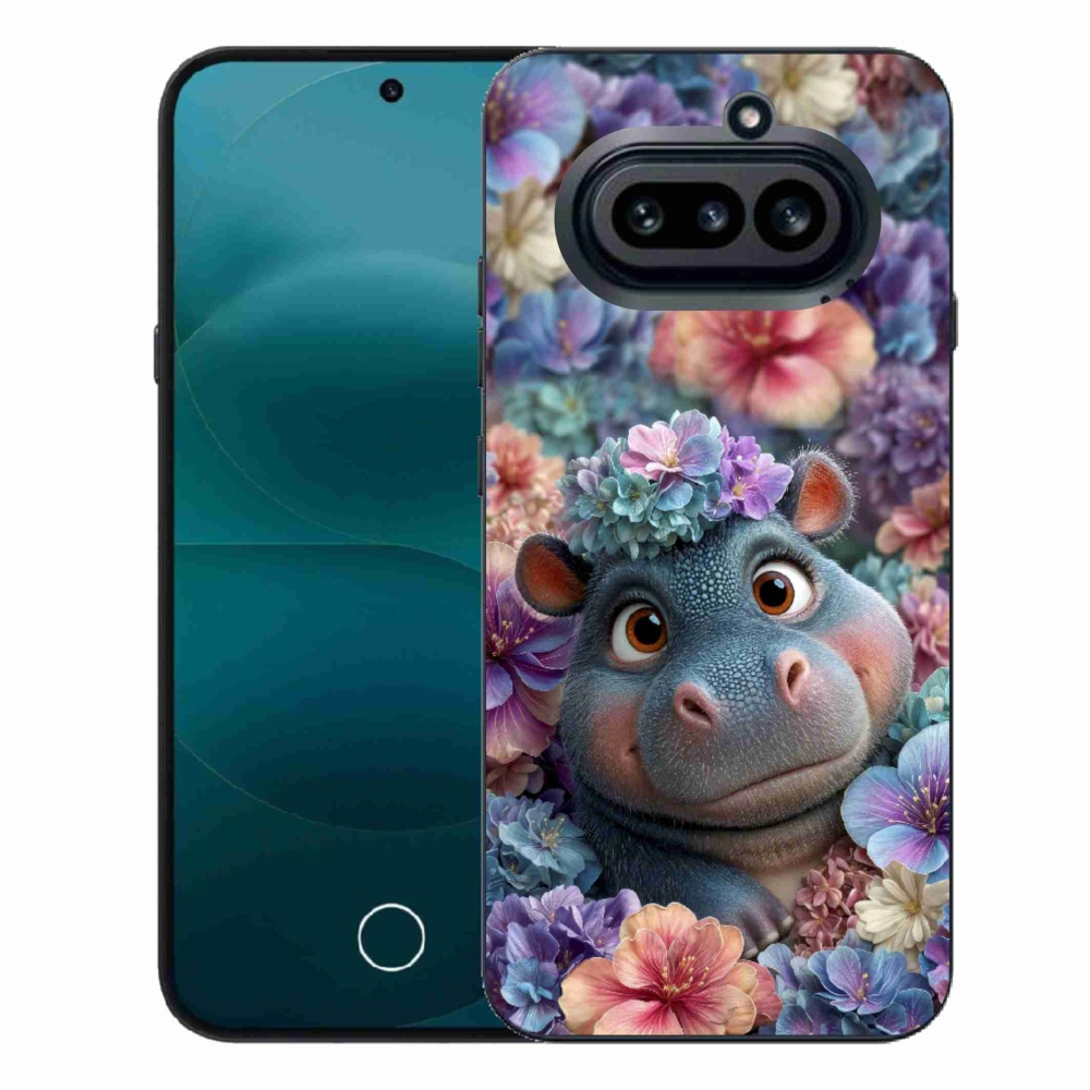 Gelový kryt mmCase na Nothing Phone (4a) - hrošík v květinách
