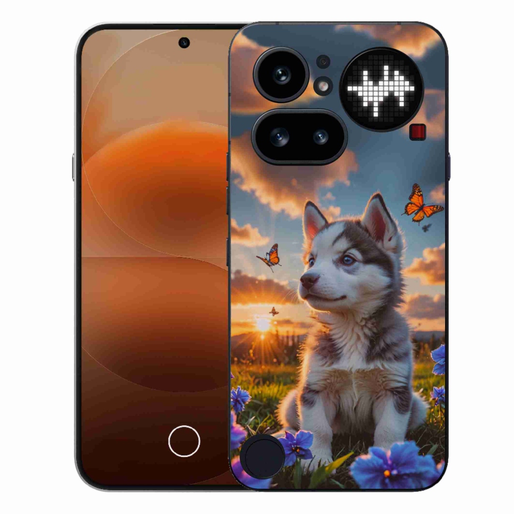 Gelový kryt mmCase na Nothing Phone (4a) - husky při západu slunce