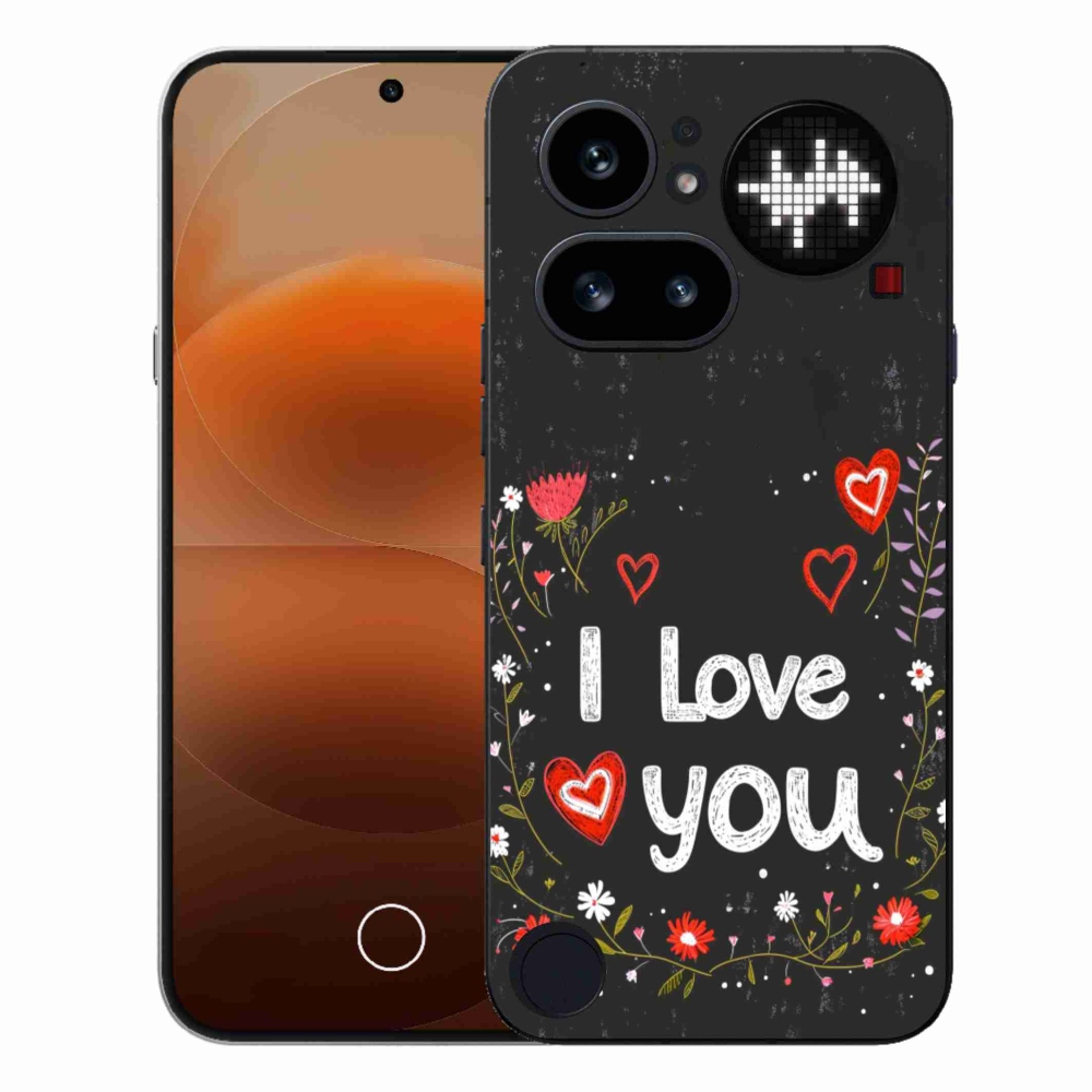 Gelový kryt mmCase na Nothing Phone (4a) - I love you černé pozadí