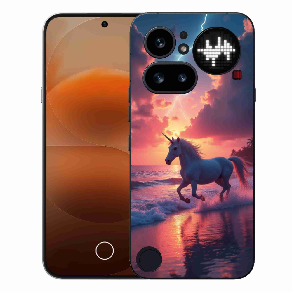 Gelový kryt mmCase na Nothing Phone (4a) - jednorožec na pláži